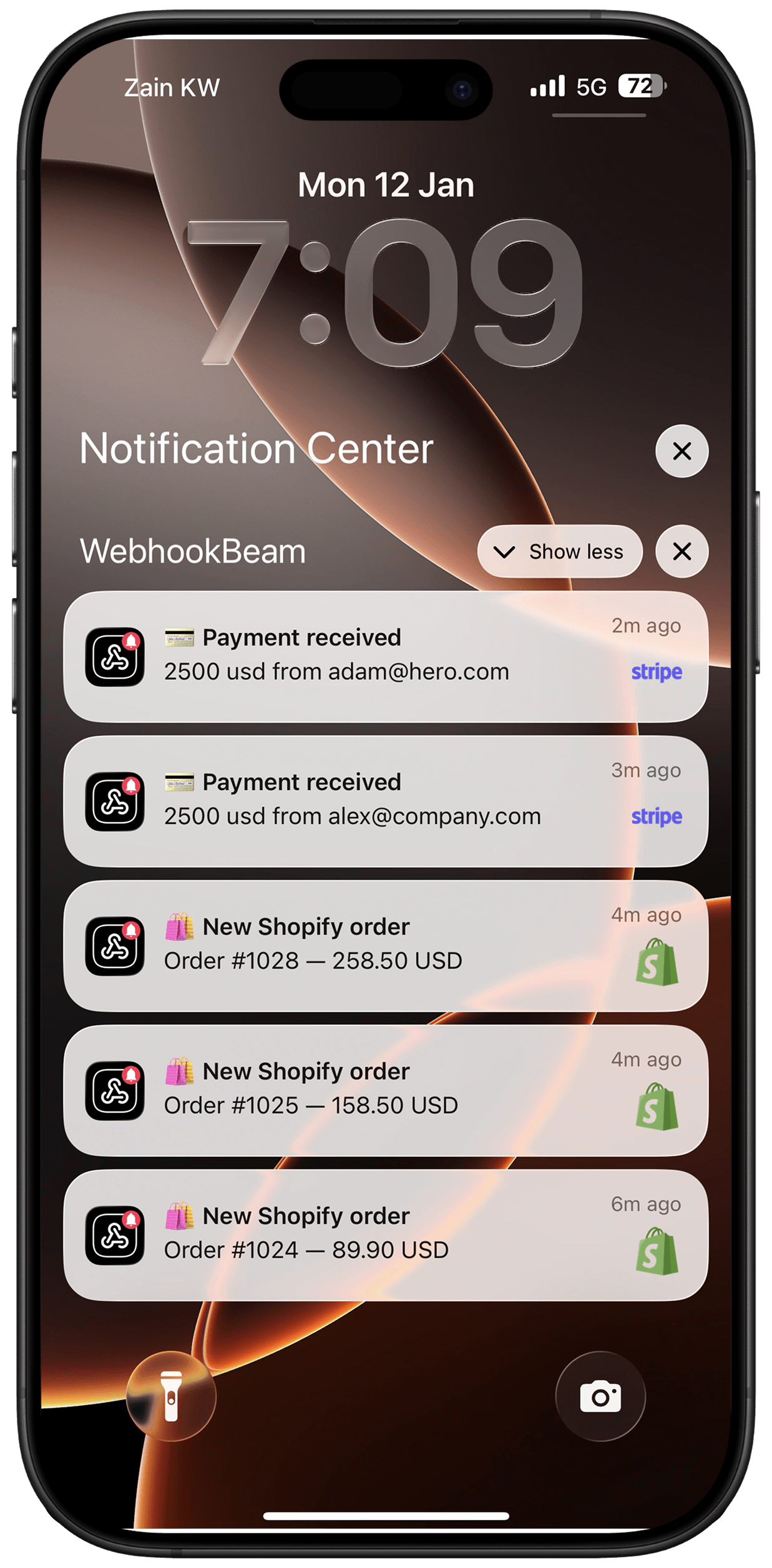 WebhookBeam webhook monitoring dashboard interface